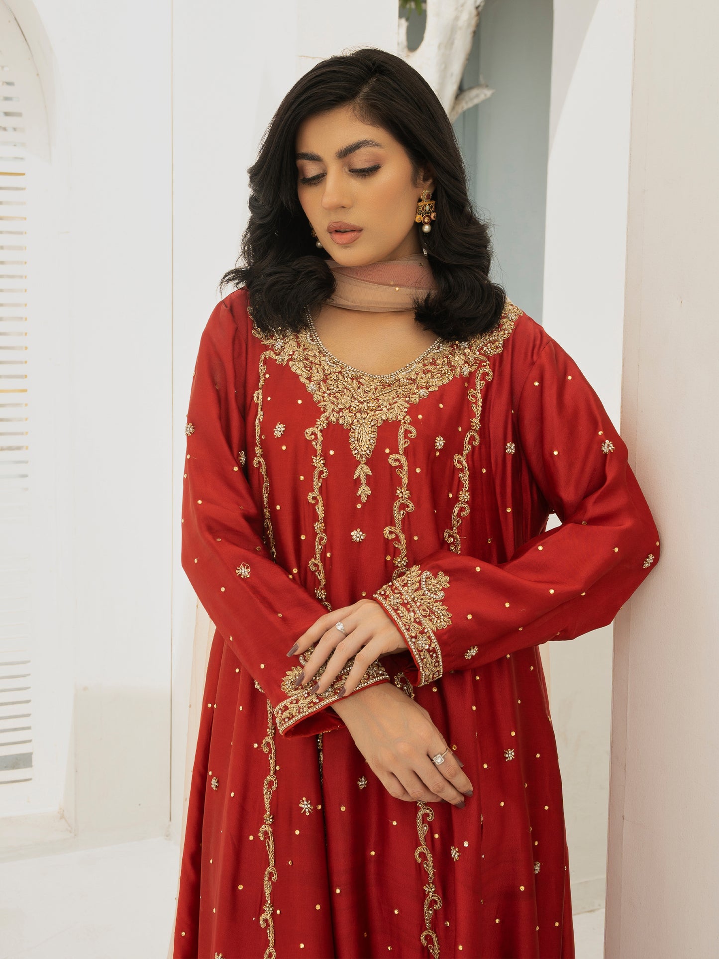 3 Piece Hand Embellished Maxi Suit