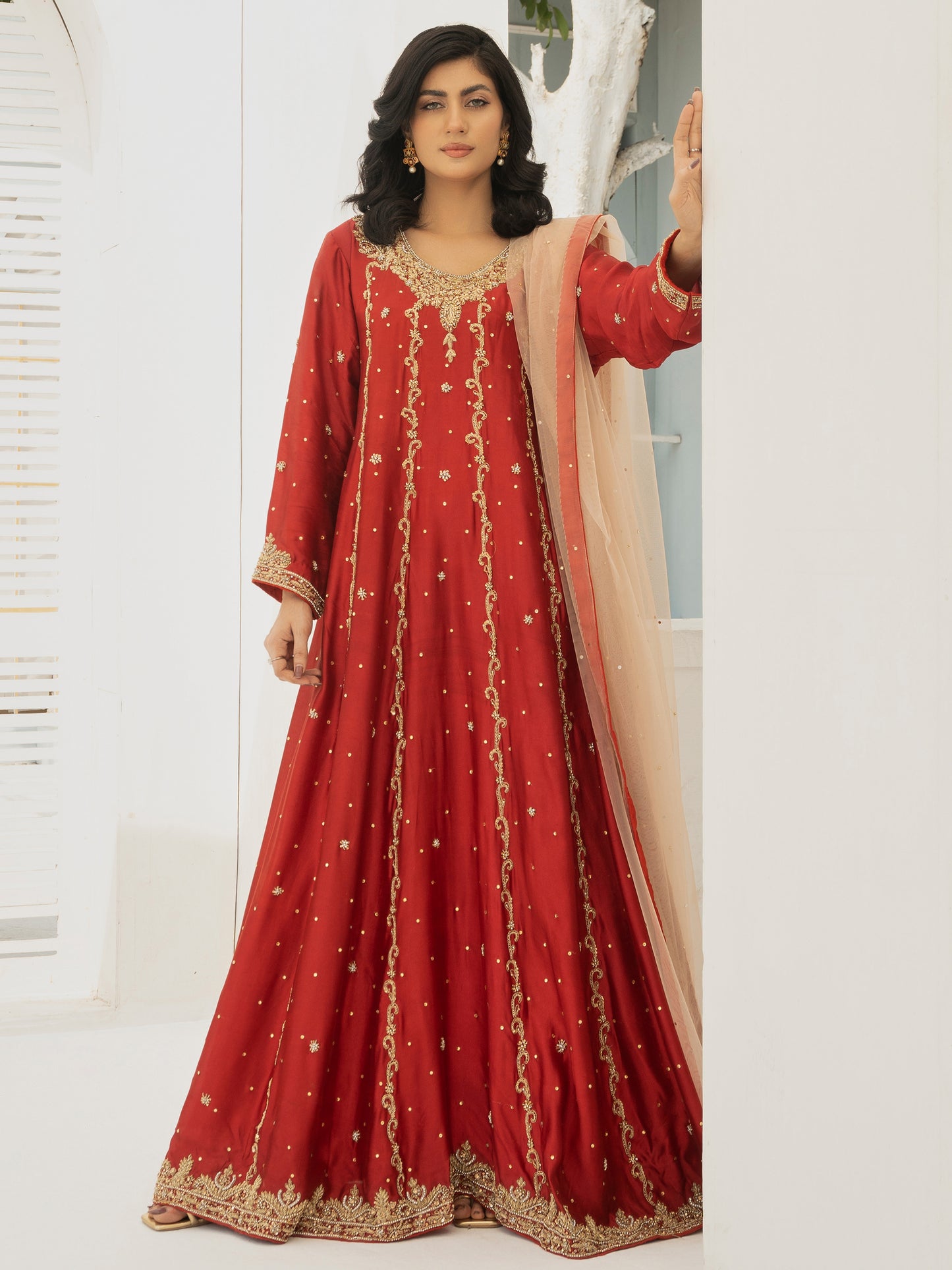 3 Piece Hand Embellished Maxi Suit